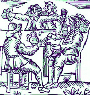 Men Drinking at Table